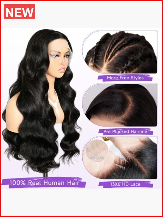 13x6 Lace Front Wig Human Hair 200% Density Pre Plucked Tangle Free Beginner main image 4
